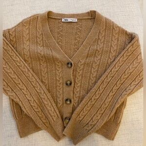 Zara Women's Brown Cable Knit Cardigan